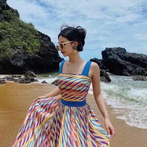 NWT Mr. Water New York Rainbow Summer Midi Dress